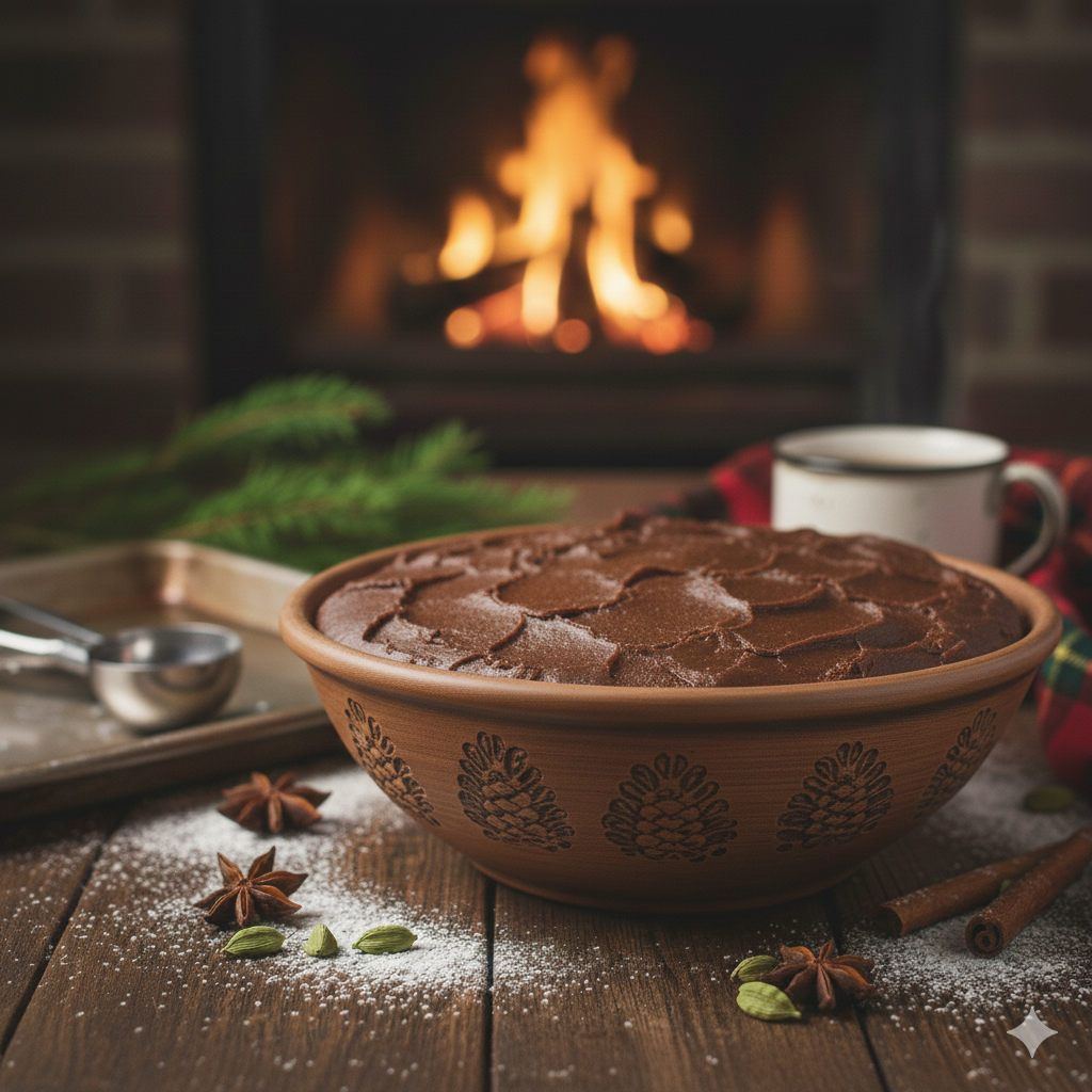 Chai gingerbread dough in a bowl before rolling.
