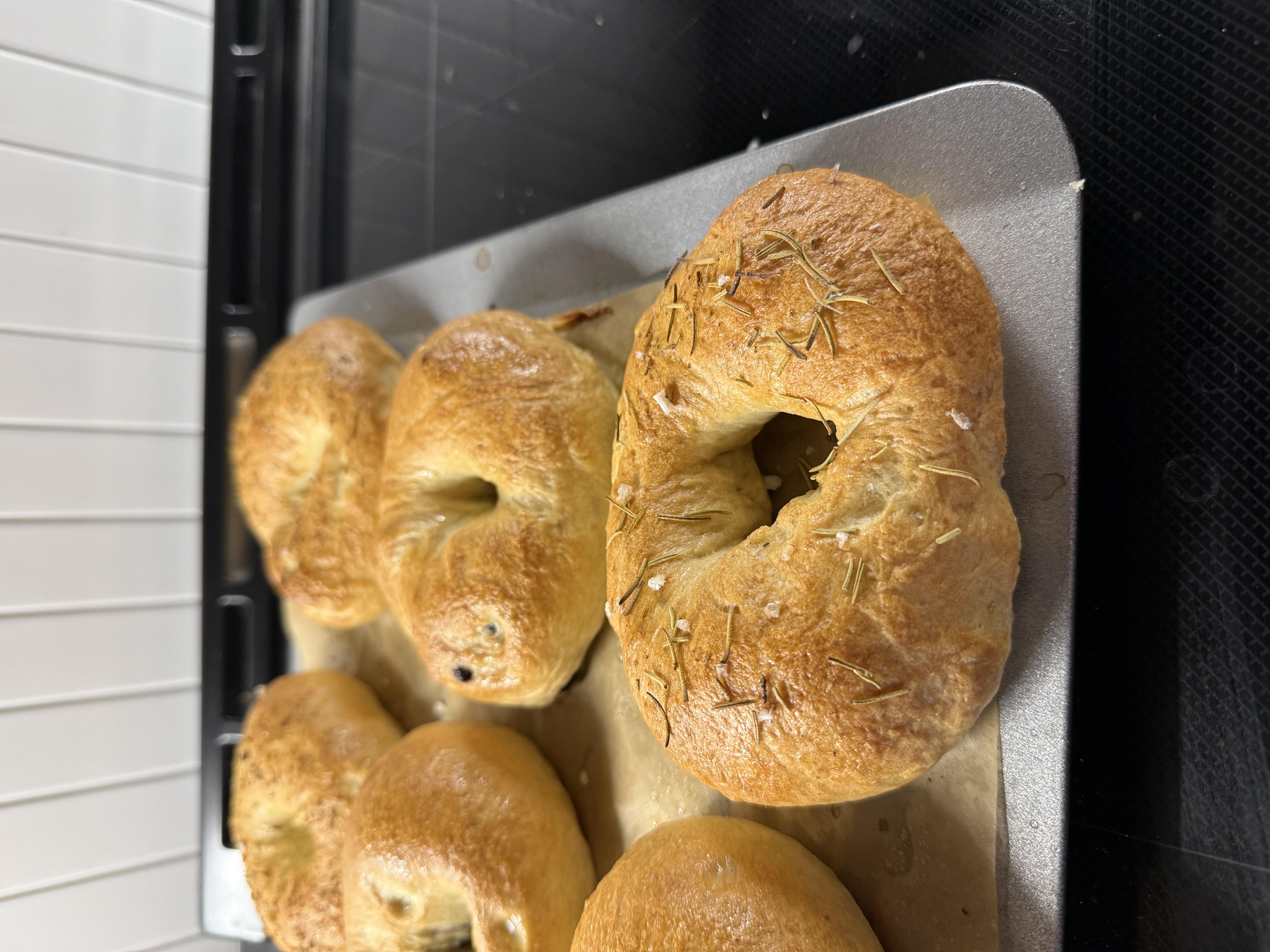 bagel with salt and rosemary 