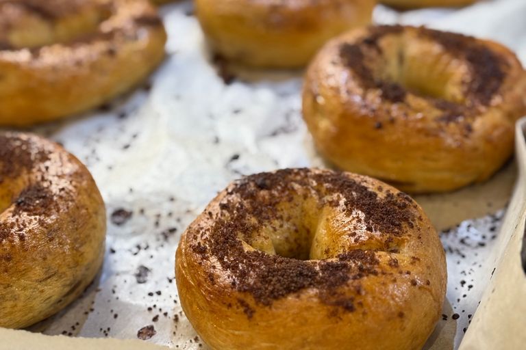cinnamon sugar crusted bagel.