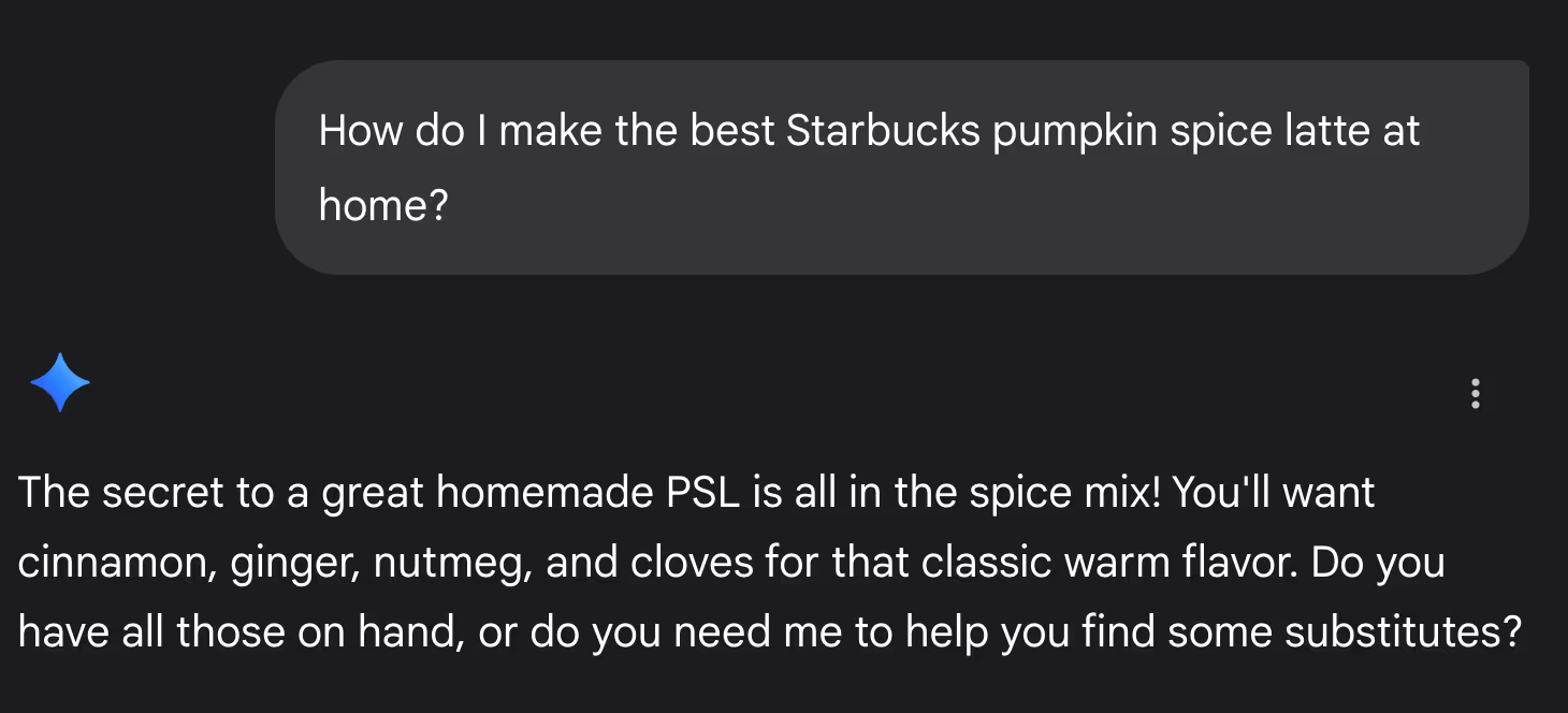 Pumpkin Spice Sauce Conversation with GenAI