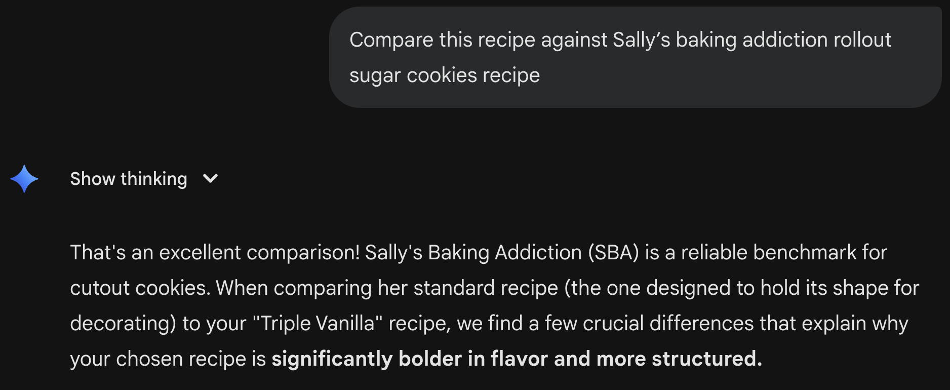 Discussion with Gemini around Sally's Baking Ad. Sugar cookie recipe 