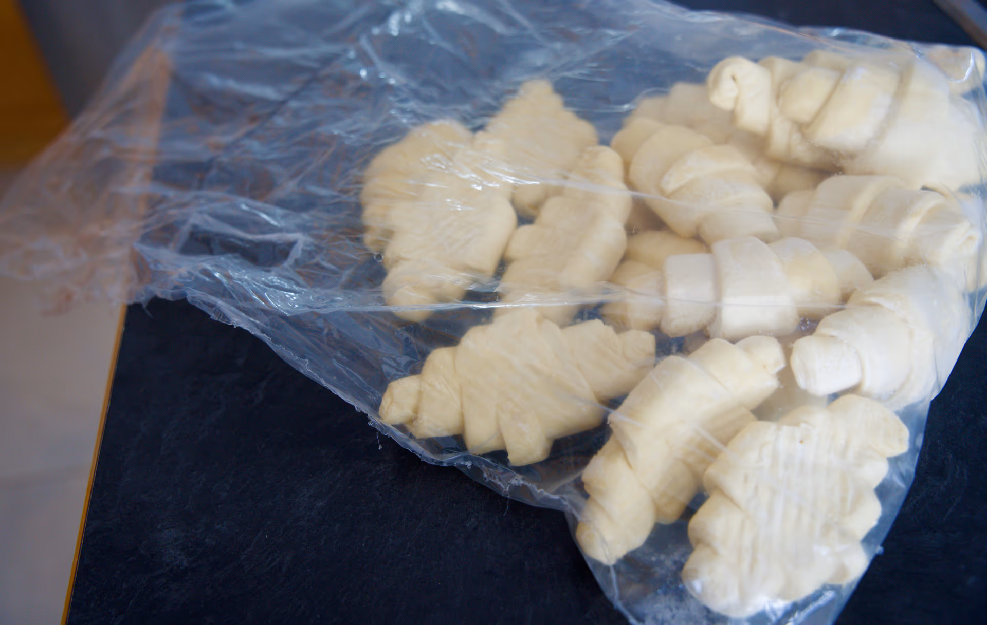 frozen croissants in a bake on the counter