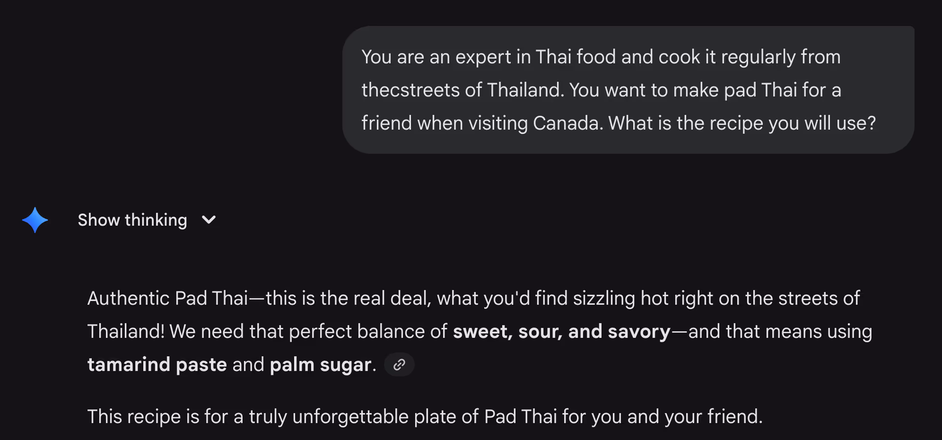Conversation with Gemini around PadThai