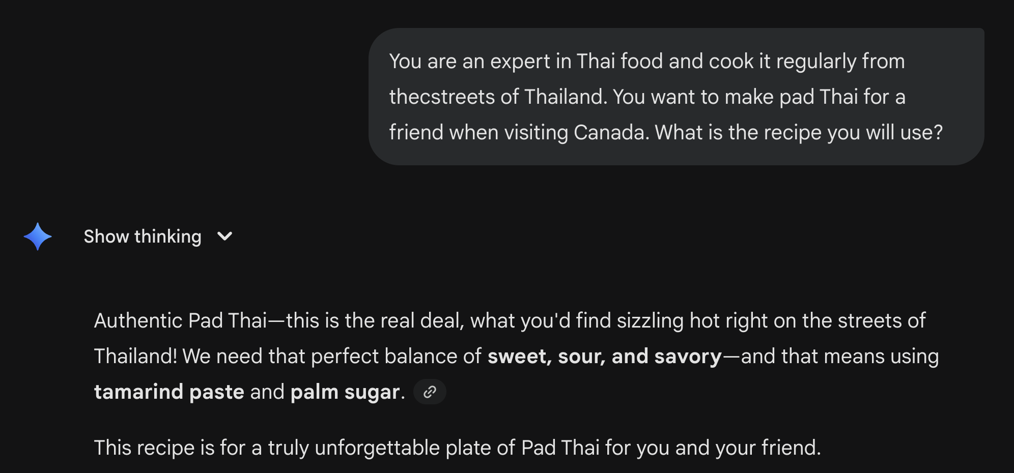 Conversation with Gemini around PadThai 