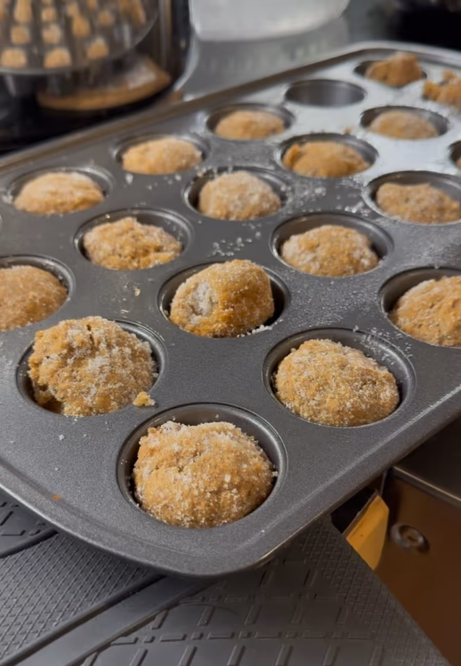 donut holes in a muffin tin